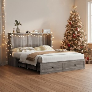 Mjkone Modern Queen Size Murphy Bed with USB ports & 2 Drawers，No Mattress - 1 of 4