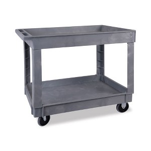 Boardwalk Two-Shelf Utility Cart, Plastic, 2 Shelves, 300 lb Capacity, 24" x 40" x 31.5", Gray - 1 of 4