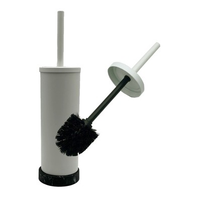 White and Black Marble Toilet Brush Holder with Stainless Steel
