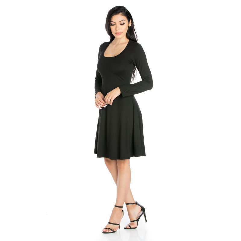 24seven Comfort Apparel Classic Long Sleeve Flared Mini Dress, 3 of 6
