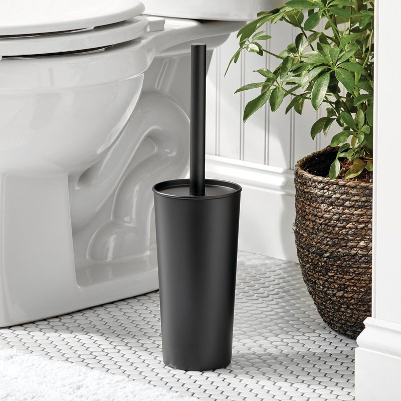 mDesign Metal Toilet Bowl Brush and Holder + Wastebasket - Set of 2, 3 of 9