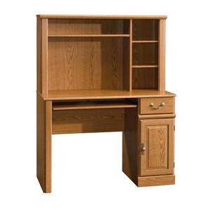 HomeStock Orchard Hills Computer Desk With Hutch Brown – 3 Adjustable Shelves - 1 of 4
