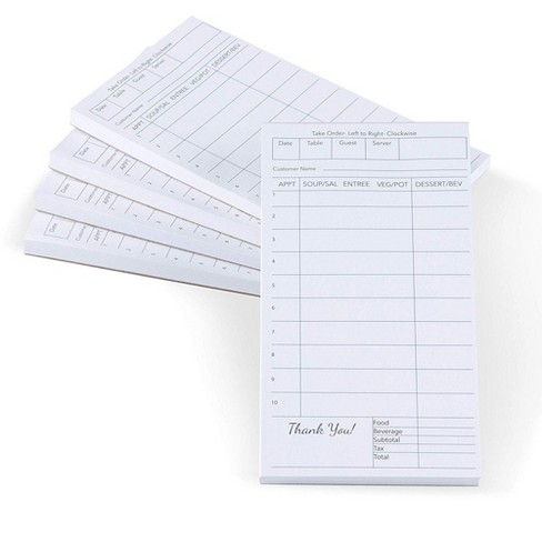 1 PLY Restaurant Cafe Takeaway Pub Bar Food Waiter Numbered Order Pads 2.5''x5'' 