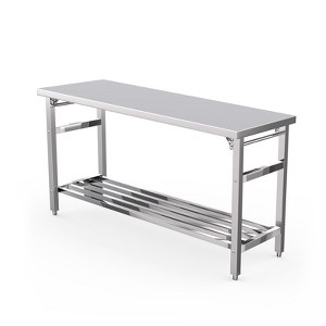 Folding Stainless Steel Work Table with Adjustable Undershelf, NSF Heavy Duty Prep Table for Restaurant Kitchen, Easy Clean - 1 of 4