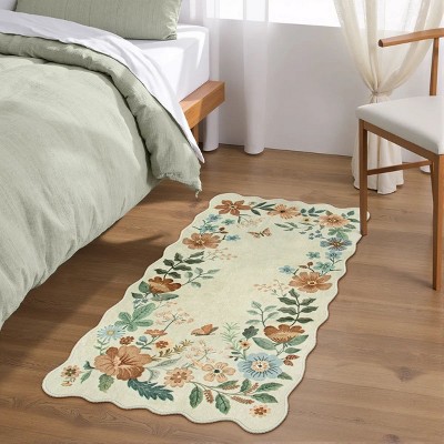 Lahome Machine Washable Back to College Series Floral Plant Floor Mat-Natural Bio-Printed Soft Rug for Living Room, School, Bedroom, or Entryway