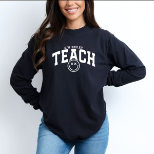 Simply Sage Market S.W.Smiley Teach Varsity Arched Garment Dyed Long Sleeve - 1 of 4