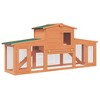 vidaXL Rabbit Hutch with Roofs Bunny Cage Small Animal House Outdoor Wood - Brown and Green - 2 of 4
