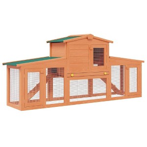 vidaXL Rabbit Hutch with Roofs Bunny Cage Small Animal House Outdoor Wood - 1 of 4