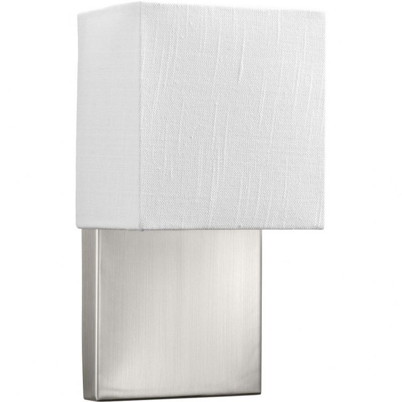 Progress Lighting, Linen Collection, 1-Light Wall Sconce, Brushed Nickel, Open Top & Bottom Shade, Steel, 6.75"W x 12"H x 4"D, 1 of 2