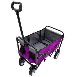 RISOKEYS Foldable Utility Wagon Cart with Wheels and Strapping System,Collapsible Design for Easy Storage,for Shopping,Beach,Camping - 1 of 4