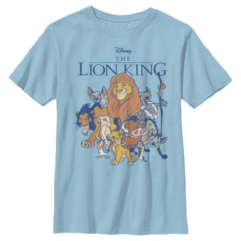 Boy s Lion King Character Group Shot T Shirt Light Blue Medium