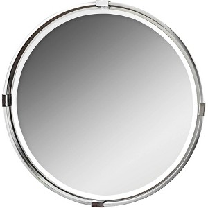 Uttermost Round Vanity Accent Wall Mirror Modern Beveled Brushed Nickel Metal Frame 29 1/2" Wide for Bathroom Bedroom Living Room - 1 of 2