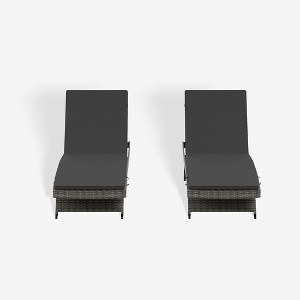 WestinTrends All Weather Wicker Outdoor Patio Chaise Lounge with Cushion (Set of 2) - 1 of 4
