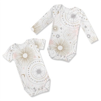 Image of Sweet Jojo Designs Girl Baby Bodysuits - Set 0-6M Celestial Pink Grey and Gold 2pc