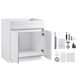 VEVOR Shaker Base Cabinet, 30-Inch Unassembled Sink Base Cabinet, 30" W x 24" D x 34.5" H Ready to Assemble Cabinet, White - 1 of 4