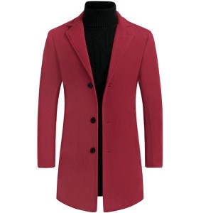 INSPIRE CHIC Men's Notched Lapel Single Breasted Winter Long Jacket Overcoat - 1 of 4