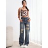 Mocamel Women's High waist adjustable design distressed fashion straight jeans - 4 of 4