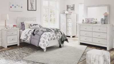 Charming French Country Whitewash 2-Drawer Nightstand with USB Charging