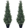 2PCS Artificial Cedar Topiary Trees for Outdoors,Potted Fake Cypress Trees,Faux Cedar Pines Evergreen Plants for Indoor Home Front Porch Decor - 2 of 4