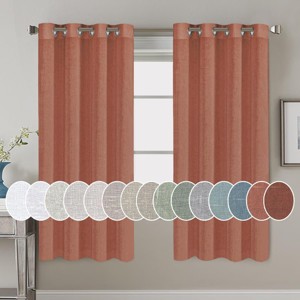 Living Room Linen Curtains Nickel Grommet Energy Saving Light Filtering Semi Sheer Curtain - 1 of 4