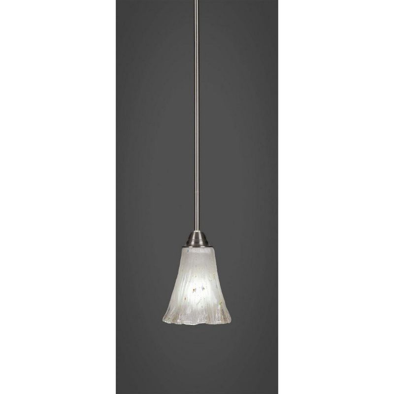 Toltec Lighting Paramount 1 - Light Pendant in  Brushed Nickel with 5.5" Fluted Frosted Crystal Shade, 1 of 2