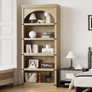 Arched Bookcase with 5 Shelf, Farmhouse Curved Wooden Bookshelves, Display Rack, Storage Cabinet Rack, Bookshelf for Home Office, Living Room - 1 of 4