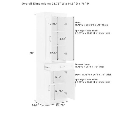White Recessed Panel Kitchen Storage Pantry Cabinet