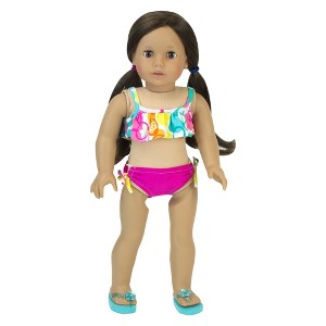 Sophia’s Bubble Print Cropped Bikini Top & Solid Bottoms for 18” Dolls, Hot Pink - 1 of 1