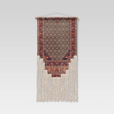 24" x 36" Hand Woven Cotton Printed Wall Art with Fringe and Wooden Dowel - Opalhouse™