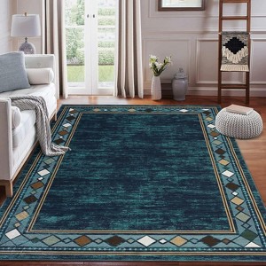 coucheta Multi-size Washable Area Rug for Bedroom, Modern Geometric Bordered Low Pile Soft Non Slip Throw Carpet Indoor, for Living Room, Dining - 1 of 4