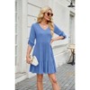 Coolmee Women's Summer  Dress Casual 3/7 Sleeve  Ruched Dresses V Neck A line Midi Dresses - 2 of 4