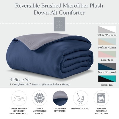 Reversible Brushed Microfiber Plush Down-Alternative Comforter Set