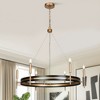LNC Froebon 6-Light 33.3" Modern Wagon Wheel Candle Oversized Chandelier, Matte Black and Gold - 4 of 4