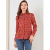 Allegra K Women's Point Collar Long Button Sleeve Button Down Floral Shirt - 2 of 4