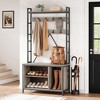 36" Hall Tree with Bench and Coat Rack – Entryway Shoe Storage Organizer with Hooks & Top Shelf, 5-in-1 Freestanding Gray. - 3 of 4