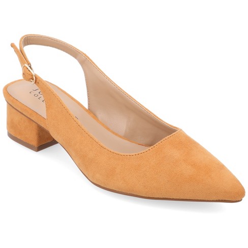 Journee Womens Sling Back Block Heel Pumps Tan 6.5 : Target