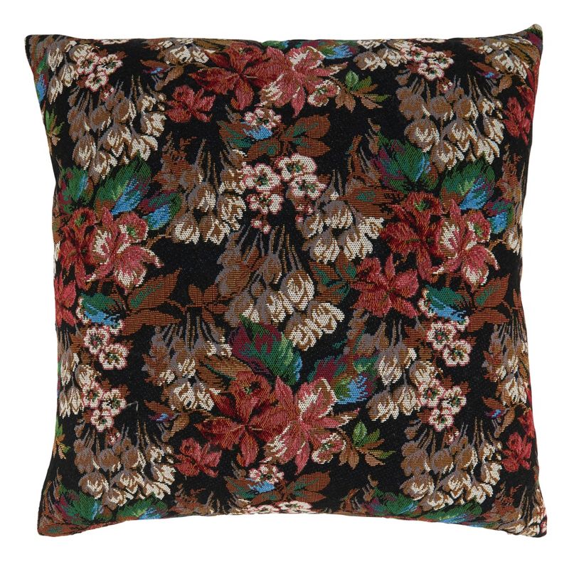 Saro Lifestyle Jacquard Flowers Throw Pillow With Poly Filling, 1 of 3