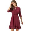 Allegra K Women's Solid Ruffle Hem 3/4 Sleeve A-Line Smocked Short Chiffon Dress - 2 of 4