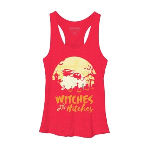Women's Design By Humans Halloween Camping Witches Hitches Funny By RedBirdLS Racerback Tank Top - 1 of 3