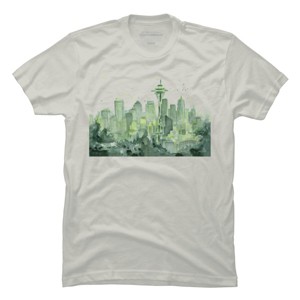 Men's Design By Humans Seattle Space Needle Watercolor By OlechkaDesign T-Shirt - 1 of 3