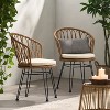Gulches Outdoor Dining Chair Set of 2 - Weather Resistant with Polyethylene Rattan and Hairpin Legs, Light Brown - 2 of 4