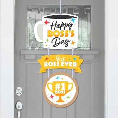 Big Dot of Happiness Happy Boss's Day - Hanging Porch Best Boss Ever Outdoor Decorations - Front Door Decor - 3 Piece Sign