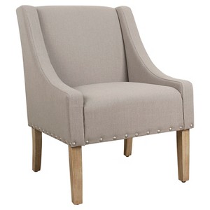 Modern Swoop Accent Chair with Nailhead Trim Light Brown - HomePop
