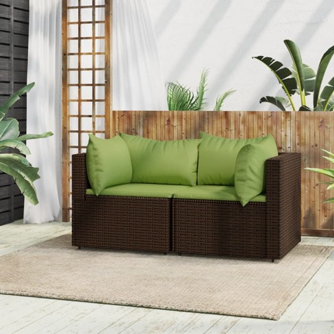 vidaXL Patio Corner Sofas with Cushions 2 pcs Brown Poly Rattan - image 1 of 4