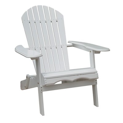 Northbeam Outdoor Lawn Garden Portable Foldable Wooden Adirondack Accent Chair and Slatted Side Table Outdoor Patio Furniture, White