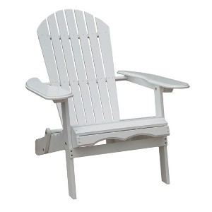 Northbeam Outdoor Lawn Garden Portable Foldable Wooden Adirondack Accent Chair and Slatted Side Table Outdoor Patio Furniture, White - 1 of 4