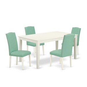 HomeStock 5-Pc Linen White Finish Solid Wood Top-Rectangular Dining Room Set-Seats 4 - 1 of 4