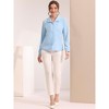 Allegra K Women's Elegant Blouse Office Double Collar Beaded Pearl Button-Up Shirt - 4 of 4