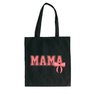 City Creek Prints Mama Coquette Bow Canvas Tote Bag - 15x16 - Black