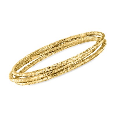 Ross-Simons Italian 22kt Gold Over Sterling Jewelry Set: 3 Hammered Bangle Bracelets